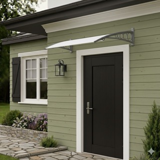 Toldo Policarbonato 1,00x0,50m Slim Suporte ABS Proteção UV Contra Sol e Chuva p/ Portas e Janelas em Oferta na Shopee