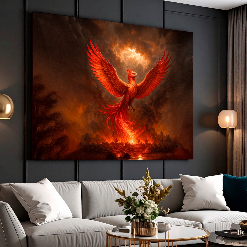 Quadro Decorativo Painel Fenix Fogo Mitologia Sala Quarto Cafeteria 110x80 em Oferta na Shopee