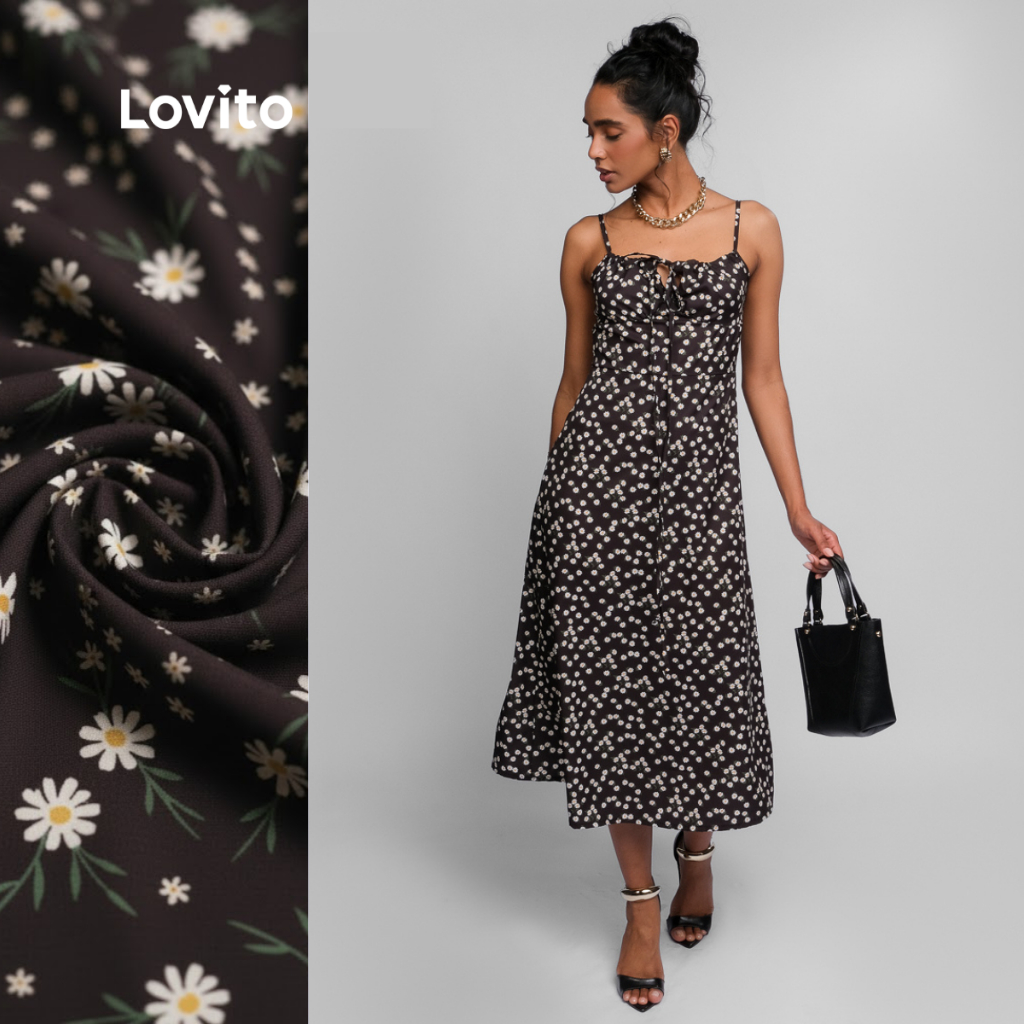 Lovito Vestido Fofo Floral para Mulheres LB1238BRL1268 em Oferta na Shopee