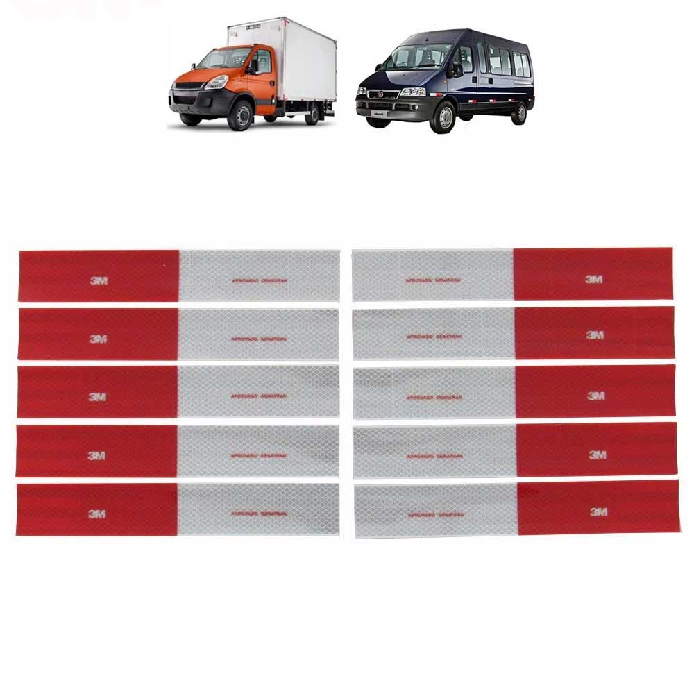 Kit 20 Unid Faixa 3M Refletiva Lateral Caminhão Carreta Van Carretinha Baú Onibus Reboque  Adesivo