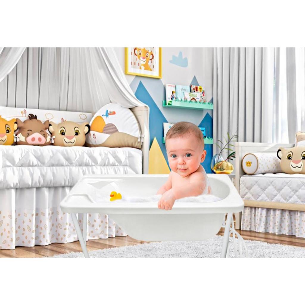 Banheira de Bebê com Suporte para Crianças Menino e Menina cores - Branca, Azul e Rosa em Oferta na Shopee