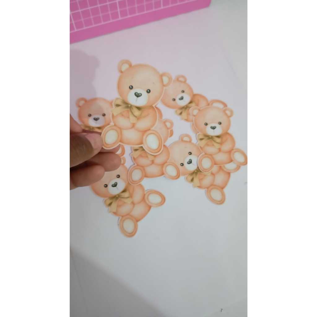Apliques para Tubetes Chá Revelação - Ursinho Bege - Festa infantil - Lembrancinhas personalizadas