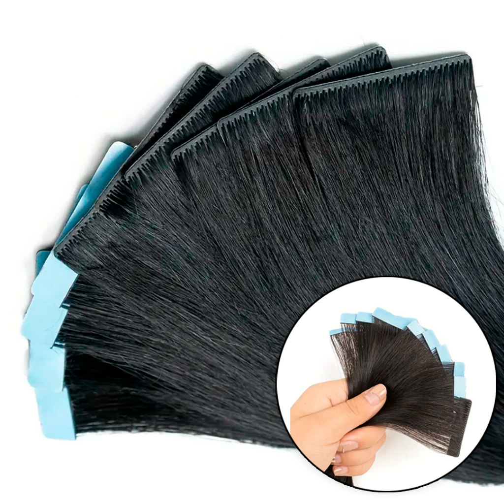 Mega Hair Cabelo Humano Fita Adesiva Invisivel 40cm 10 Peças