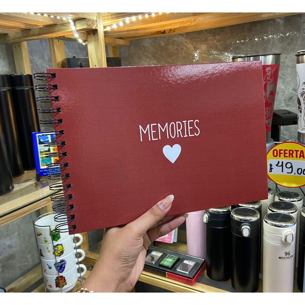 Album Scrapbook Grande 18x27cm para fotos Folhas Pretas CapaBrilhosa Alta Qualidade