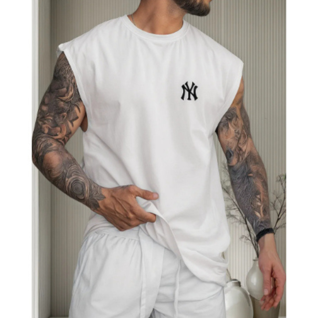 Camiseta Regata Oversized Machão Nova York Estilosa Academia Treino P ao G1