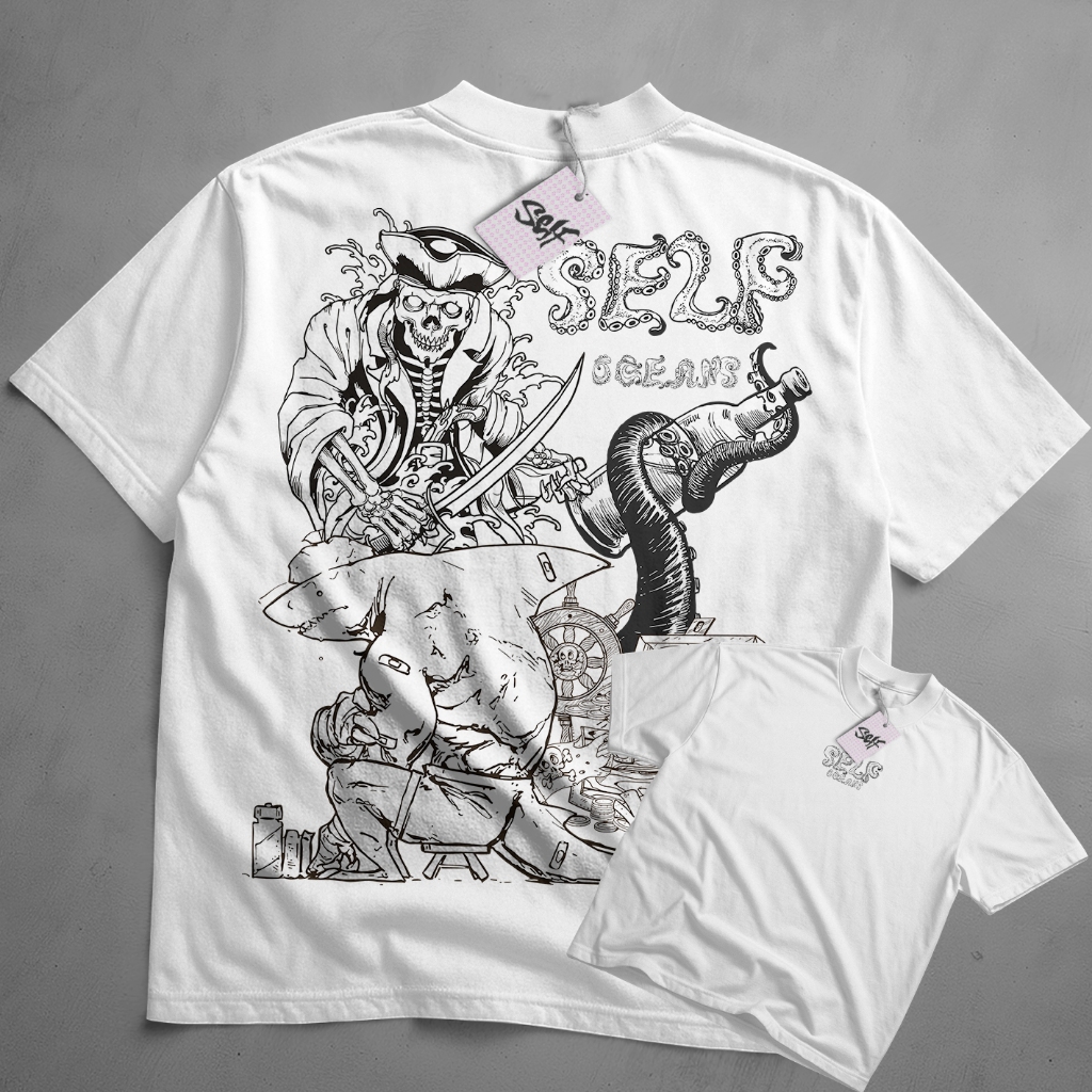 Camiseta Oversized Self Ocenas Mar E Seus Mistérios Tesouros