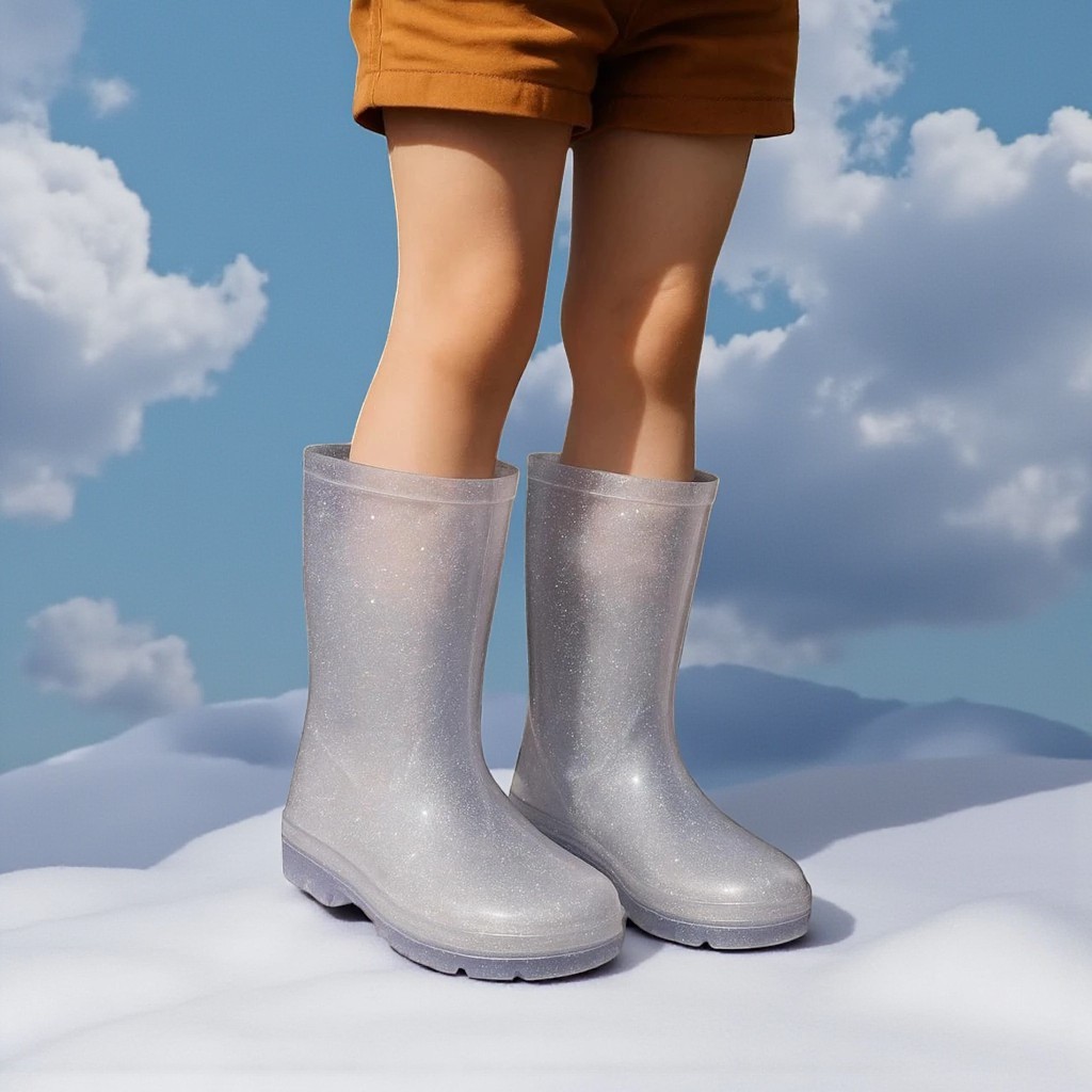 Galocha infantil Unissex Botinha de Chuva Cano Longo Transparente Meninos e Meninas Kids Envio Já