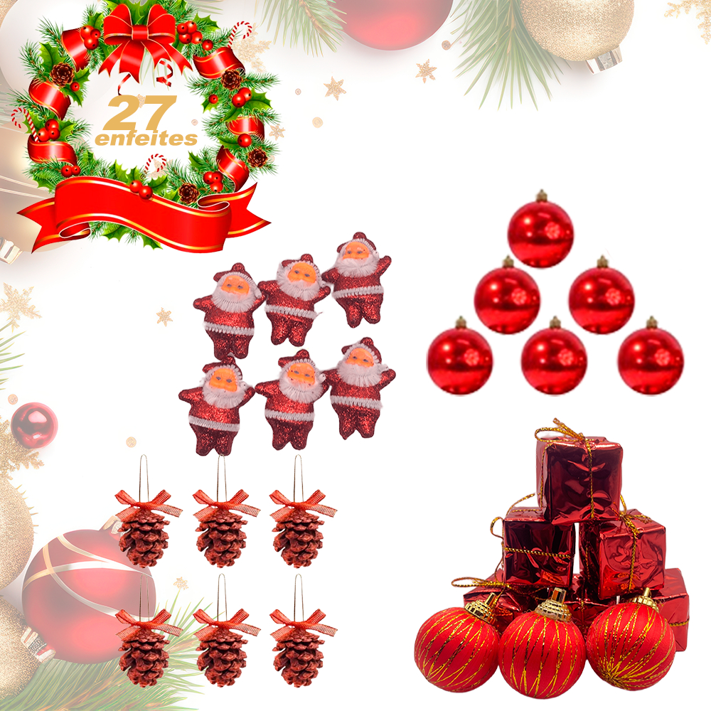 Kit 27 Enfeites de Natal Pendente Arvore Natal Decoração Natalina Bolinhas de Natal