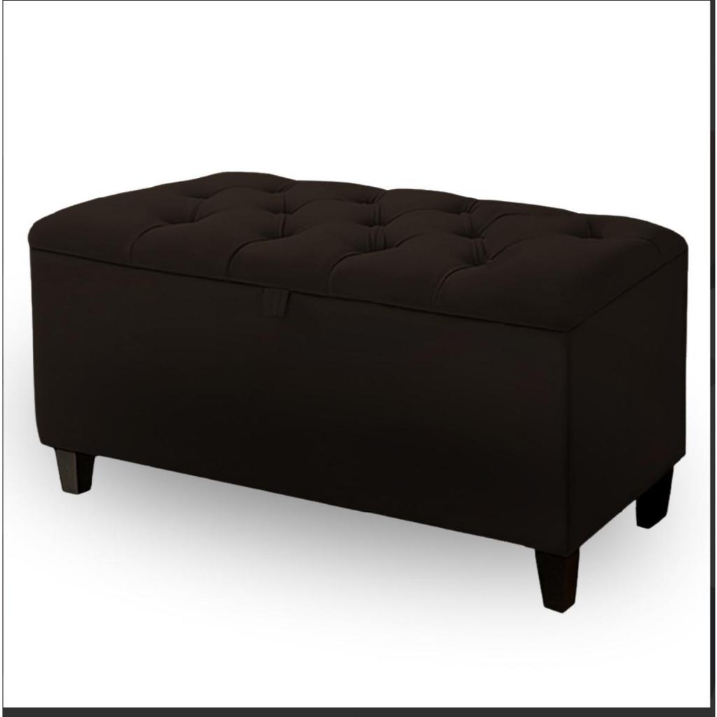 Recamier Baú 120cm Estofado Capitonê com Pés de Madeira – Elegante e Funcional