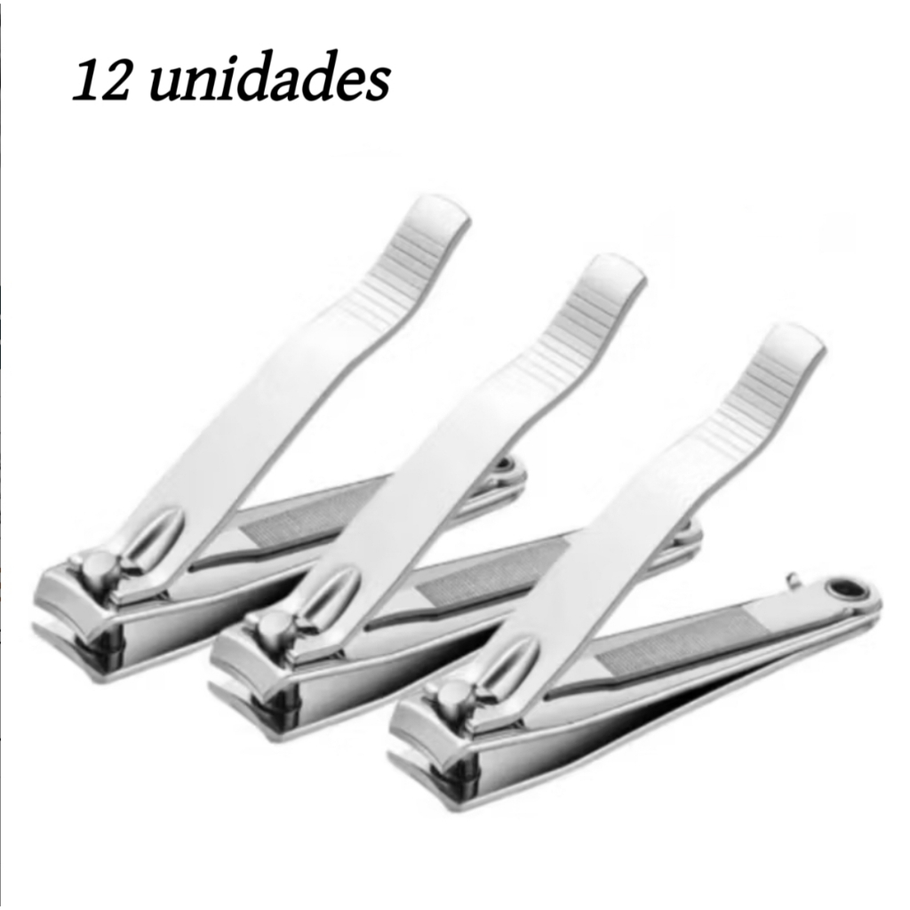 12 Unidades CORTADOR DE UNHA GRANDE com lixa Aço inox manicure pedicure