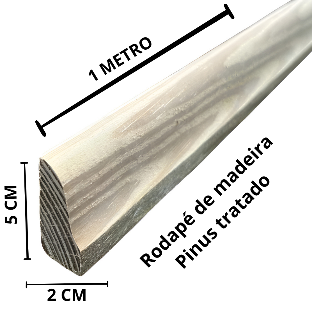 Rodapé De Madeira Pinus Tratado Tratamento em Autoclave (Peças de 1 metro) Sem Pintura Evita Cupins