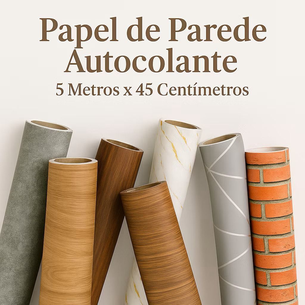 Papel de parede adesivo 5 METROS x 45 CM ripado marmorizado madeira