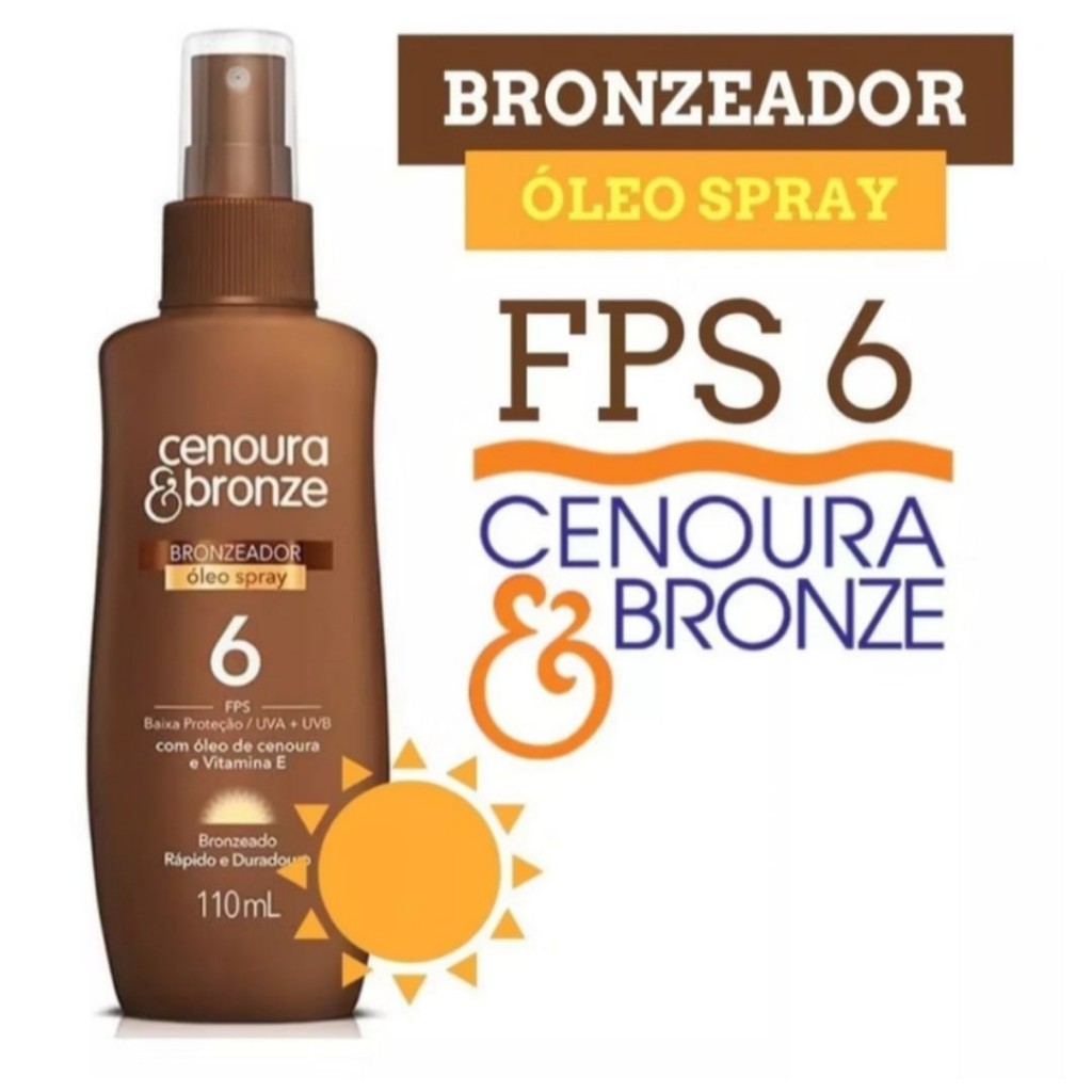 Kit 03un Óleo Bronzeador em Spray Cenoura e Bronze FPS 6 - 110ml