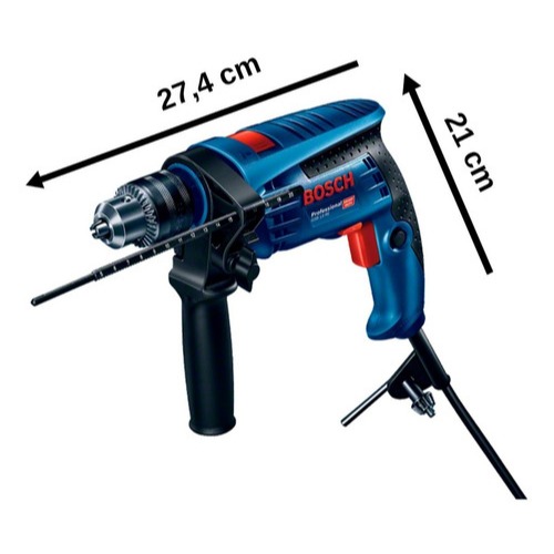 Detalhes do Kit Furadeira Impacto Bosch GSB 13 RE 750W 220V + Jogo Brocas e Pontas 103 Peças + Maleta