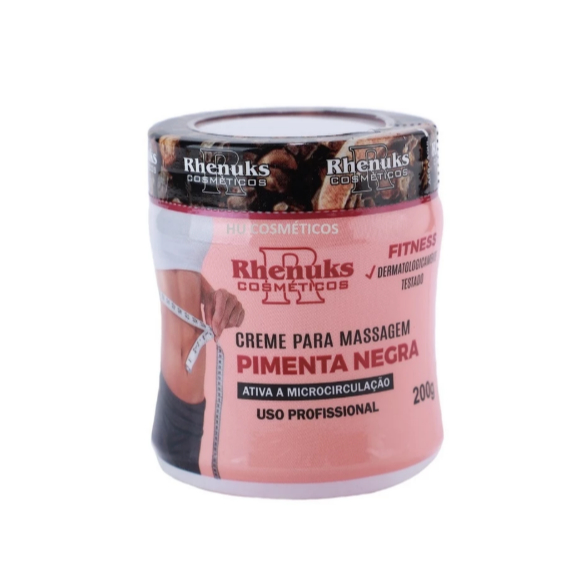 Gel Redutor de Medidas Pimenta Negra Rhenuks 200g – Massagem Corporal e Firmeza da Pele
