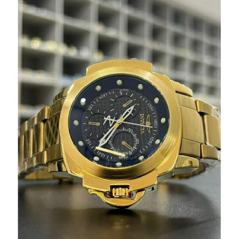 Relógio invicta  banhado a ouro os top funcional em Oferta na Shopee