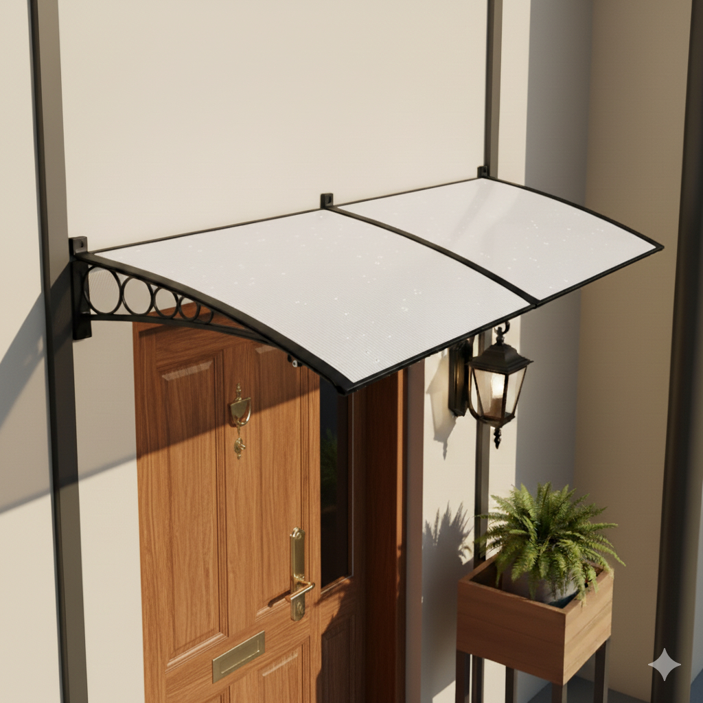 Toldo Policarbonato 1,20x0,50m Slim Suporte ABS Proteção UV Contra Sol e Chuva p/ Portas e Janelas em Oferta na Shopee