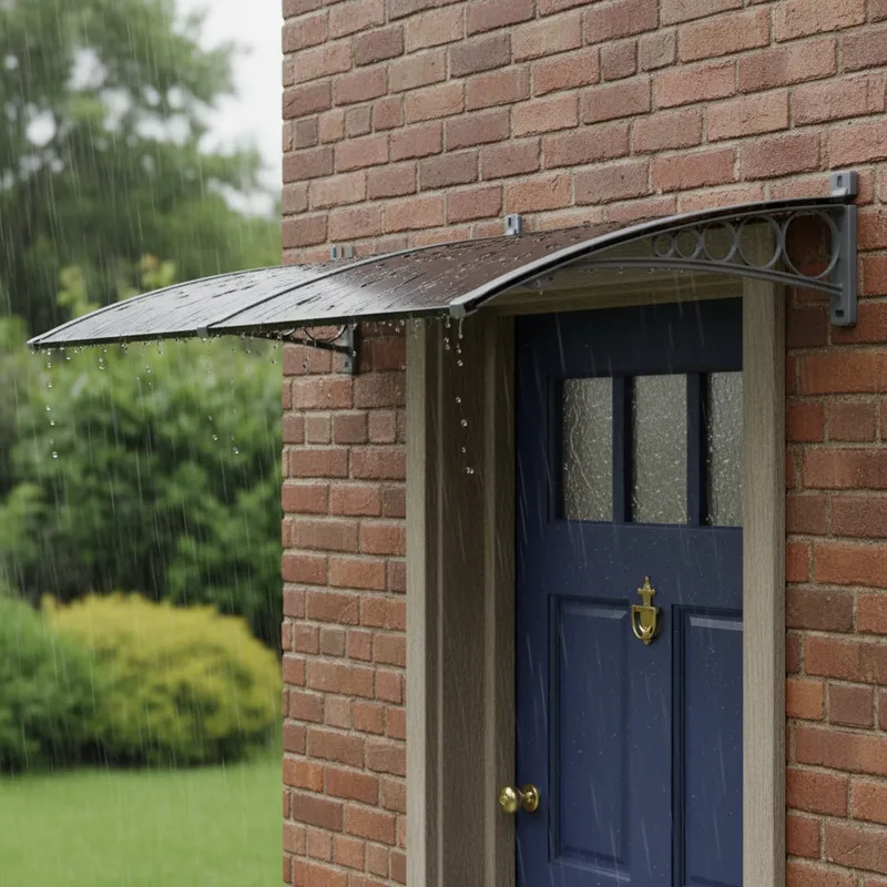 Toldo Policarbonato Slim 120cm x 50cm Cobertura Contra Chuva P/ Janelas Portas Resistente a Raios UV