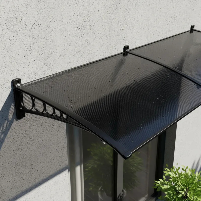 Toldo Policarbonato Slim 120cm x 50cm Cobertura Contra Chuva P/ Janelas Portas Resistente a Raios UV