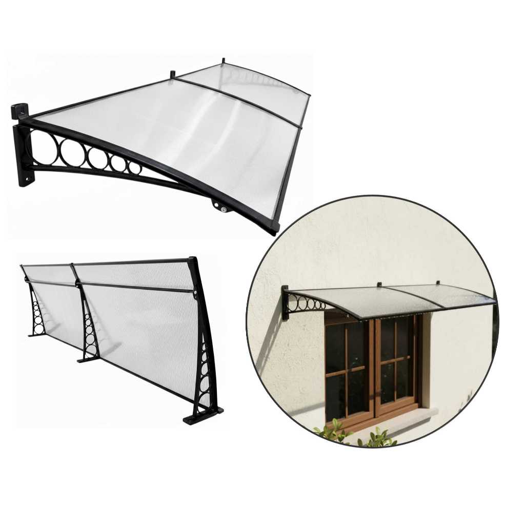 Toldo Slim Policarbonato 170cm x 50cm Modular Com Suportes ABS Resistente Proteção UV Sol e Chuva em Oferta na Shopee