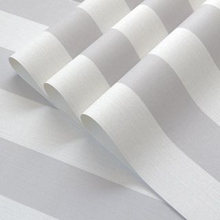 Papel de Parede Listrado Cinza Claro - Rolo 10m x 53cm - Cola Inclusa - Rolo Importado Vinílico cobre 5m² em Oferta na Shopee