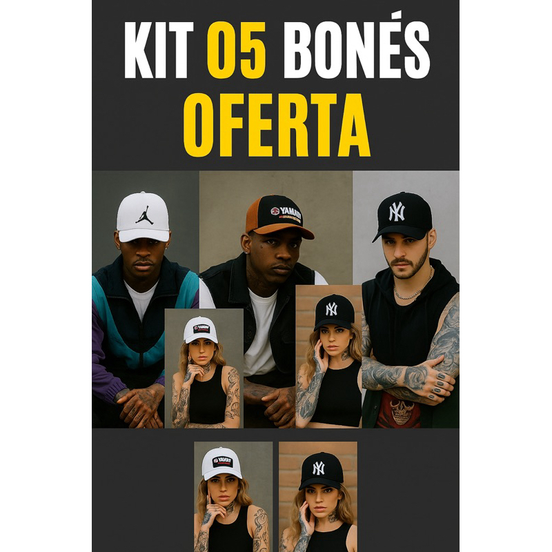 💥🚨kit 05 bonés top básicos estampa variadas masculino e feminino revenda