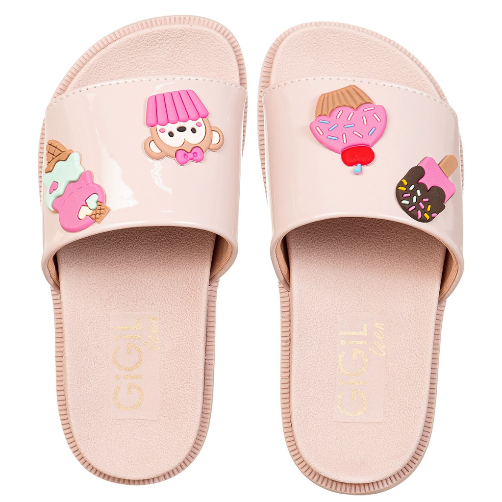 Chinelo Infantil Feminino Sandália Slide Calce Fácil Menina Enfeite Cupcake Confortável Leve Macio