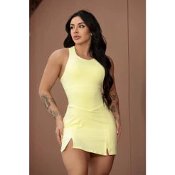 Macaquinho Saia com Fenda Moda Esporte Academia Beach