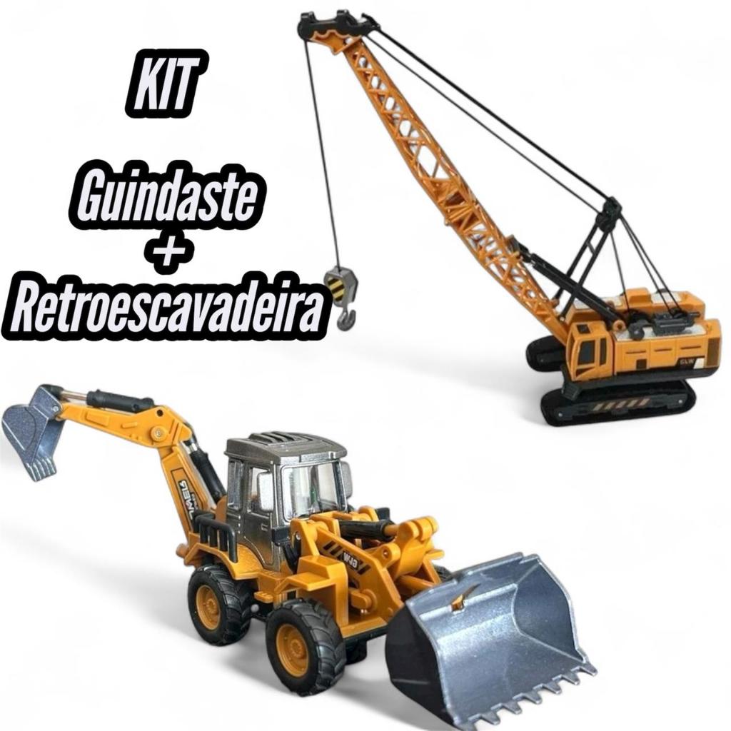Miniatura Maquinas de Contrução Guincho Retroescavadeira Brinquedos Com Articulações em Oferta na Shopee