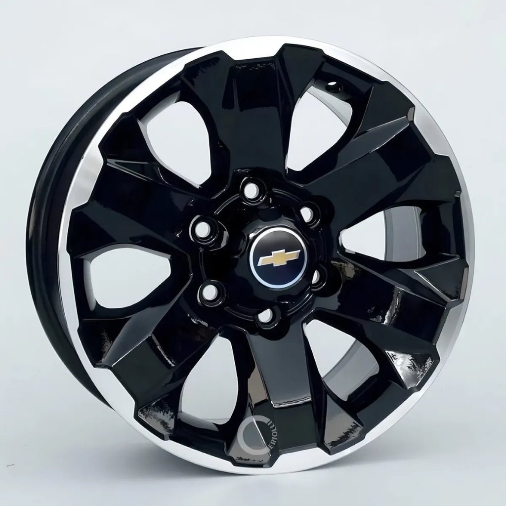 Roda Chevrolet GM S10 Aro 17 Lt Ltz 6x139 Cor Preta Diamante Bicos de Brinde S30 / Unidade