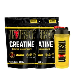 Kit 2x Creatina Monohidratada Universal 500g + Coqueteleira - Universal Nutrition