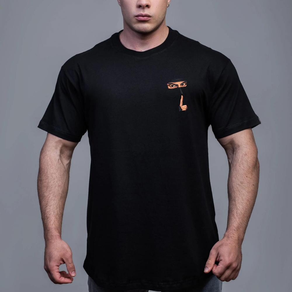 Camiseta Oversized Masculina Ninja Olhos Estampa Estilo Streetwear Casual Academia StreetWear Treino