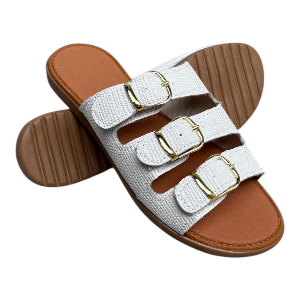 Sandália Feminina 3 fivelas Ajustáveis Conforto e Estilo Carioca Chinelo Slide Artesanal Leve Macia em Oferta na Shopee