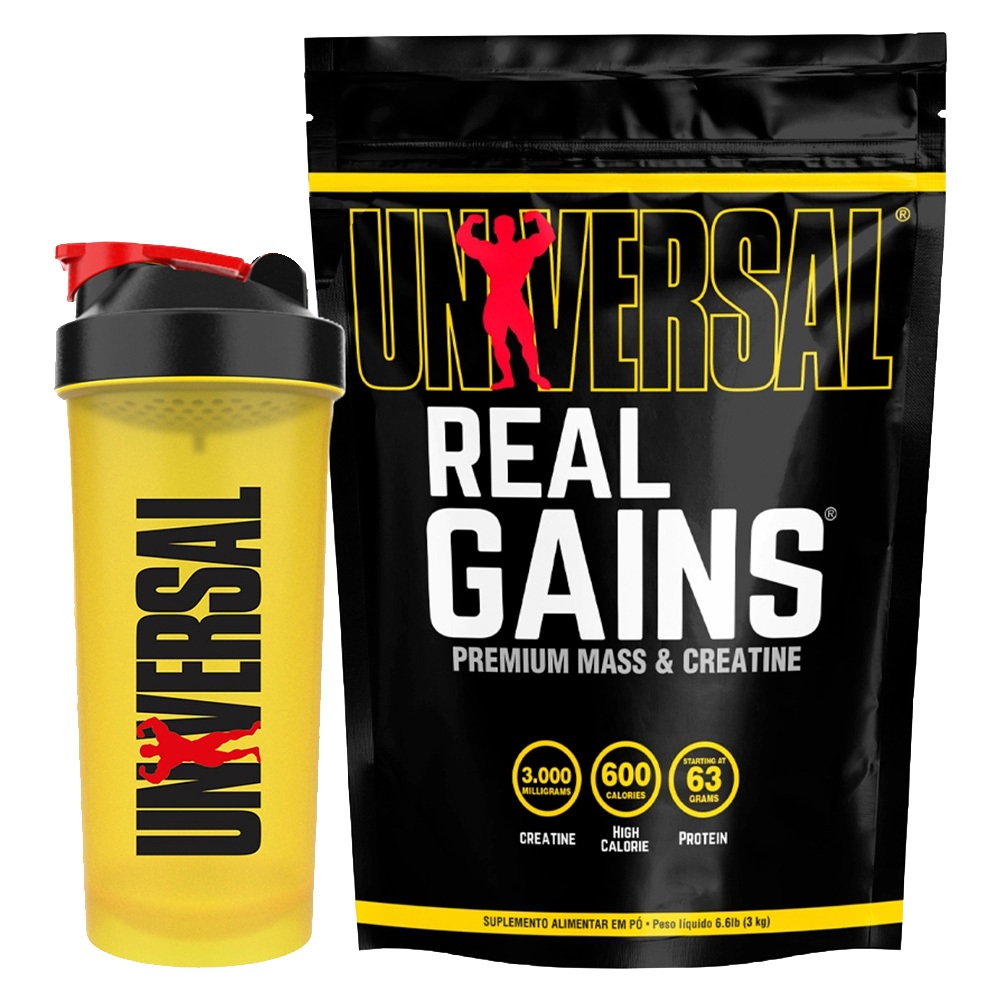 Kit Real Gains 3k Ice Cream + Coqueteleira 700ml Universal em Oferta na Shopee