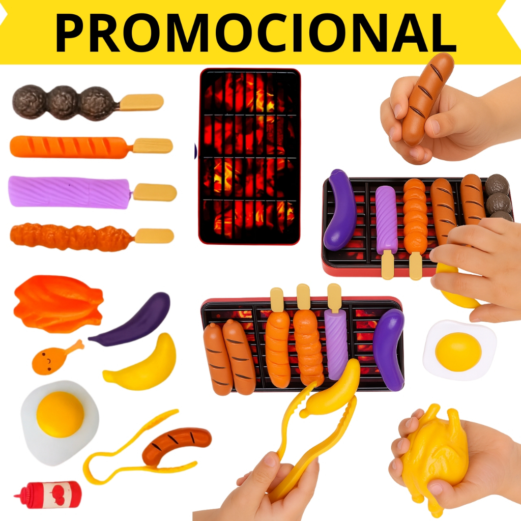Brinquedo Comidinha Infantil Churrasco Divertido com Espetinhos Acessórios Cozinha - ENVIO IMEDIATO em Oferta na Shopee