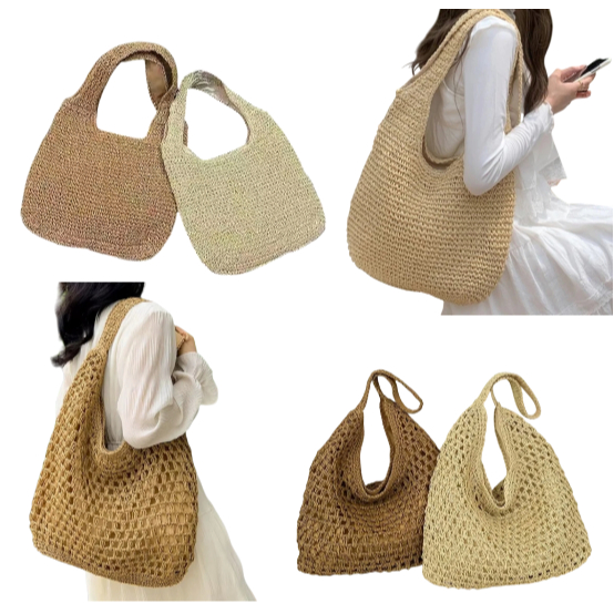 Bolsa De Praia Grande De Palha praia de verão Saco Ombro Feminina Verão Piscina Alça Grossa -Verão tendência