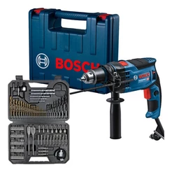 Kit Furadeira Impacto Bosch GSB 16 RE 850W 220V + Jogo Brocas e Pontas 103 Peças + Maleta