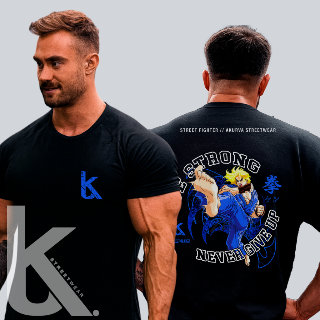 Camiseta Oversized Ken Be Strong Never Give Up Academia Camisa Streetwear Olympia Respirável Malha Premium Confortável