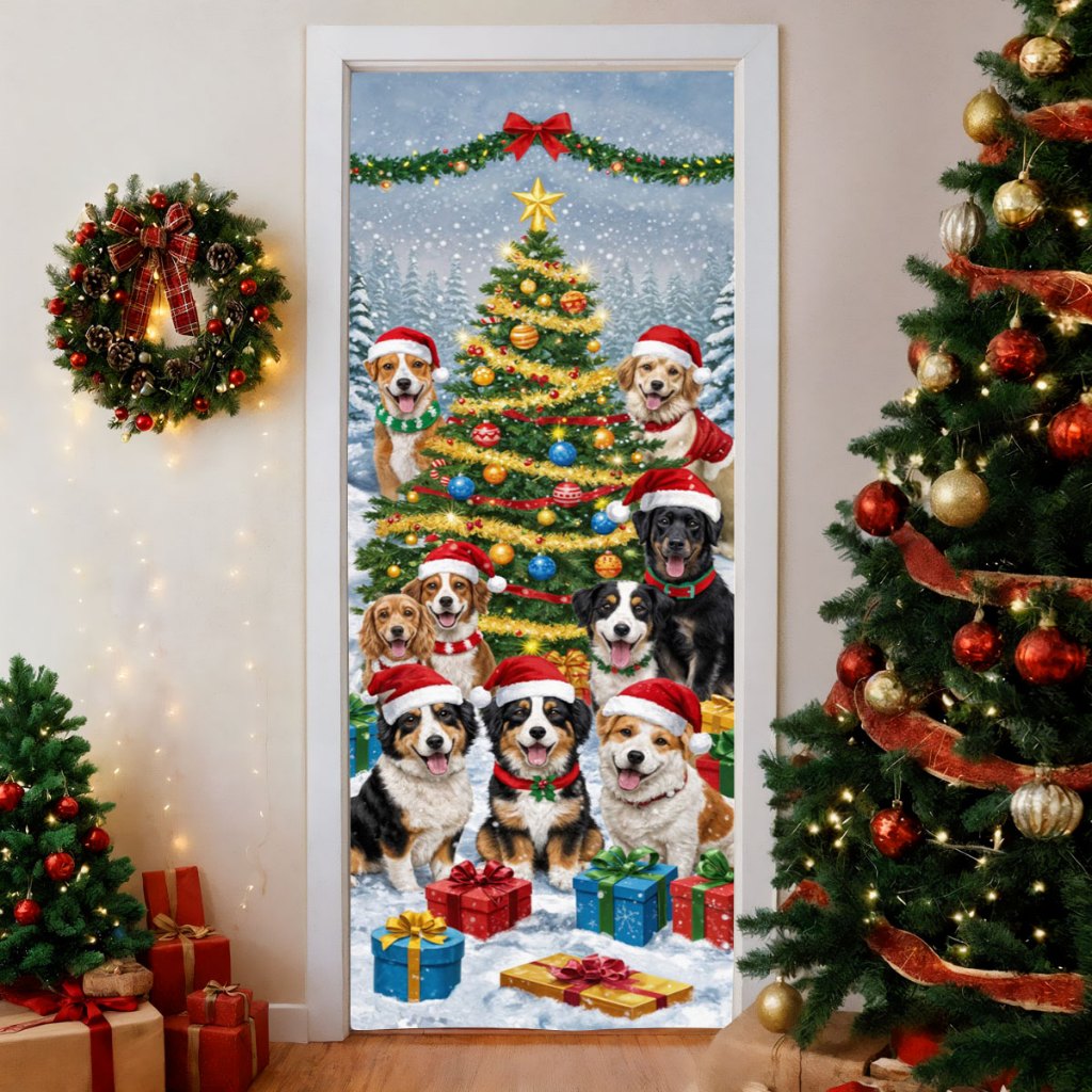 Detalhes do Capa De Porta Decoração de Natal para Pet Shop Em Tecido Veste Porta Sublimado 0,85x2,10m