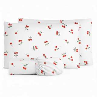 Jogo De Cama Cereja C/ Elástico Macio Algodão Solteiro Casal Queen em Oferta na Shopee