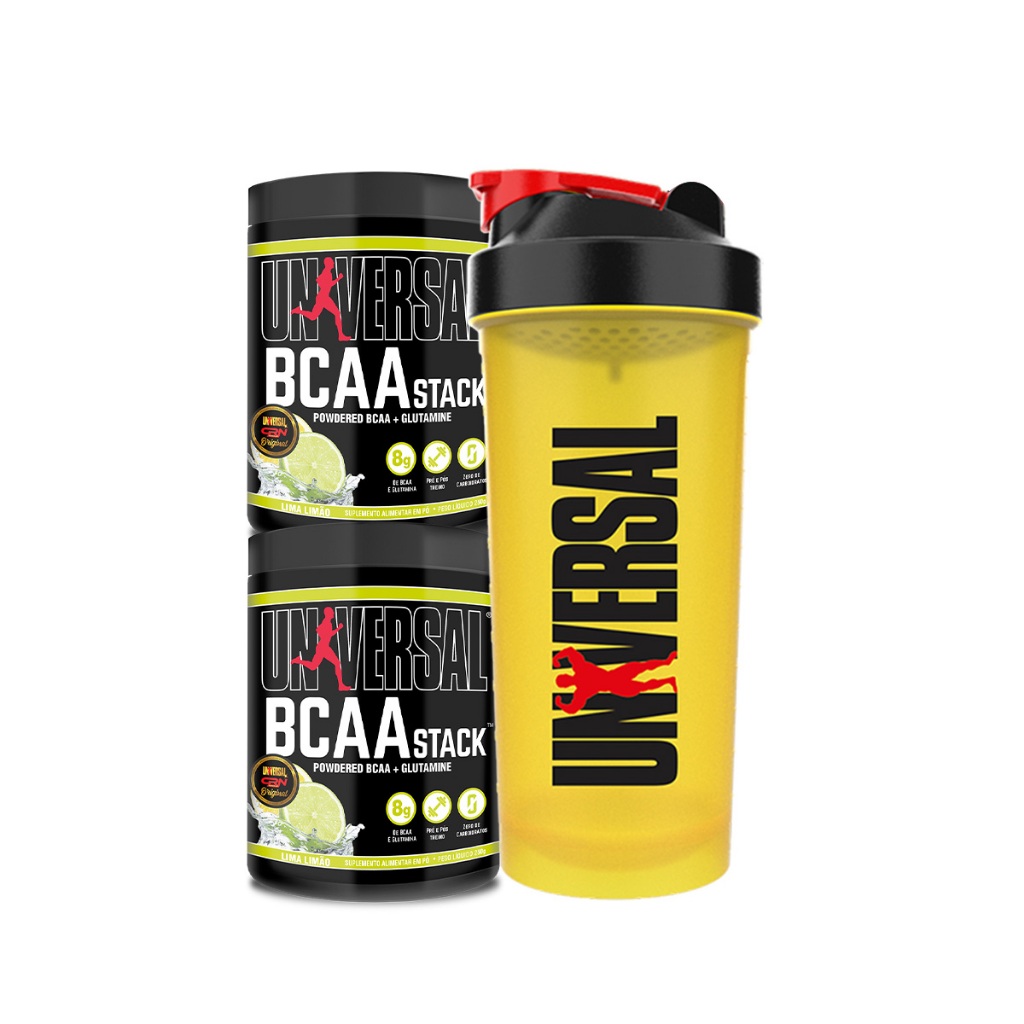 Imagem Kit 2x BCAA Stack 250g + Coqueteleira 600ml - Universal