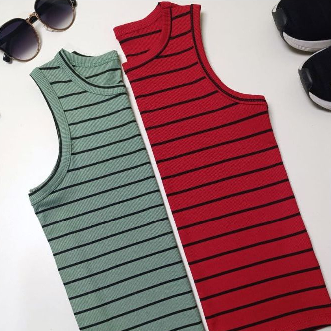 KIT 2 BLUSA REGATA FEMININA CANELADA TENDÊNCIA LISTRADA PREMIUM