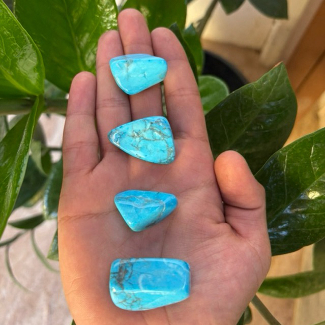 Turquesa Nacional Rolada Natural Pedra da Comunicação e Proteção Cristal Azul da Serenidade Pedra Energética