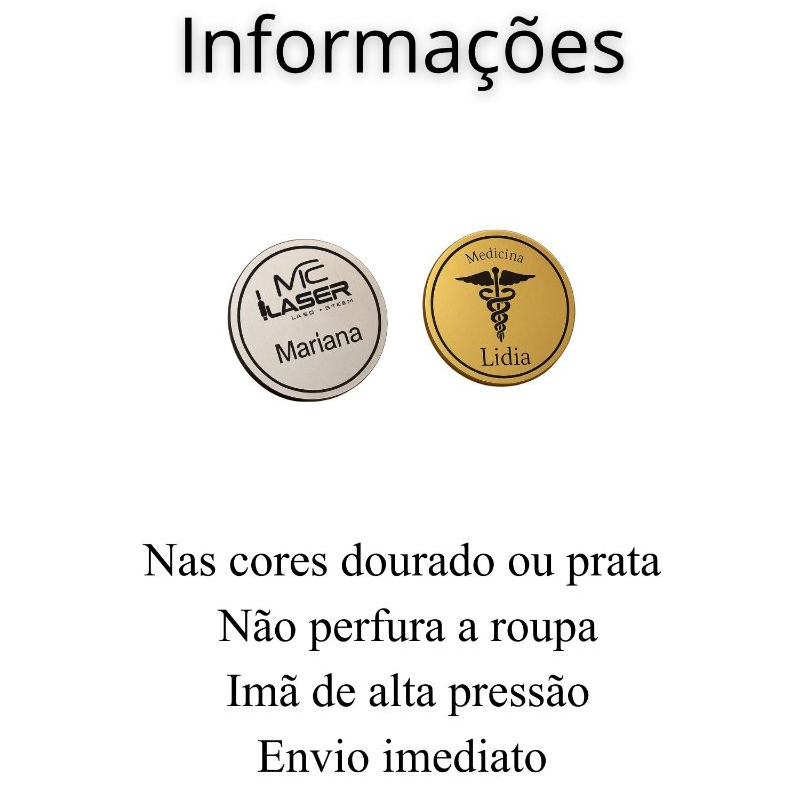 Crachá Escovado Broche Personalizado Imã Nome Logo redondo em Oferta na Shopee