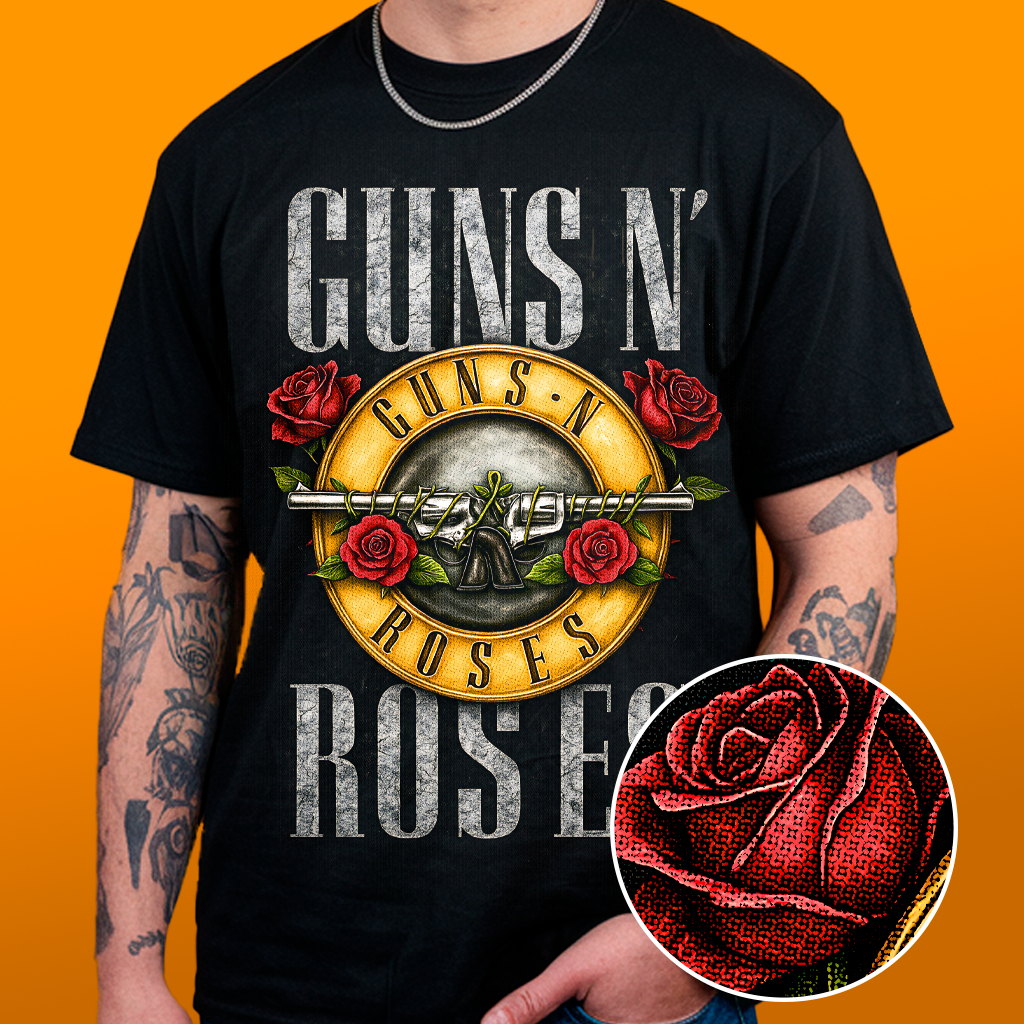 Camiseta Guns N Roses Várias Estampas - Estampa Reticulada Algodão 30.1 em Oferta na Shopee