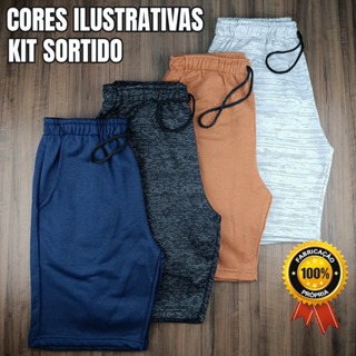 Kit Sortido 4 Bermudas Moletom Premium Masculina, Com Bolsos Laterais - Moda Casual e Esportiva em Oferta na Shopee