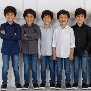 Camisa Social manga Longa Infantil e Juvenil  Algodão indiano Lisa em Oferta na Shopee