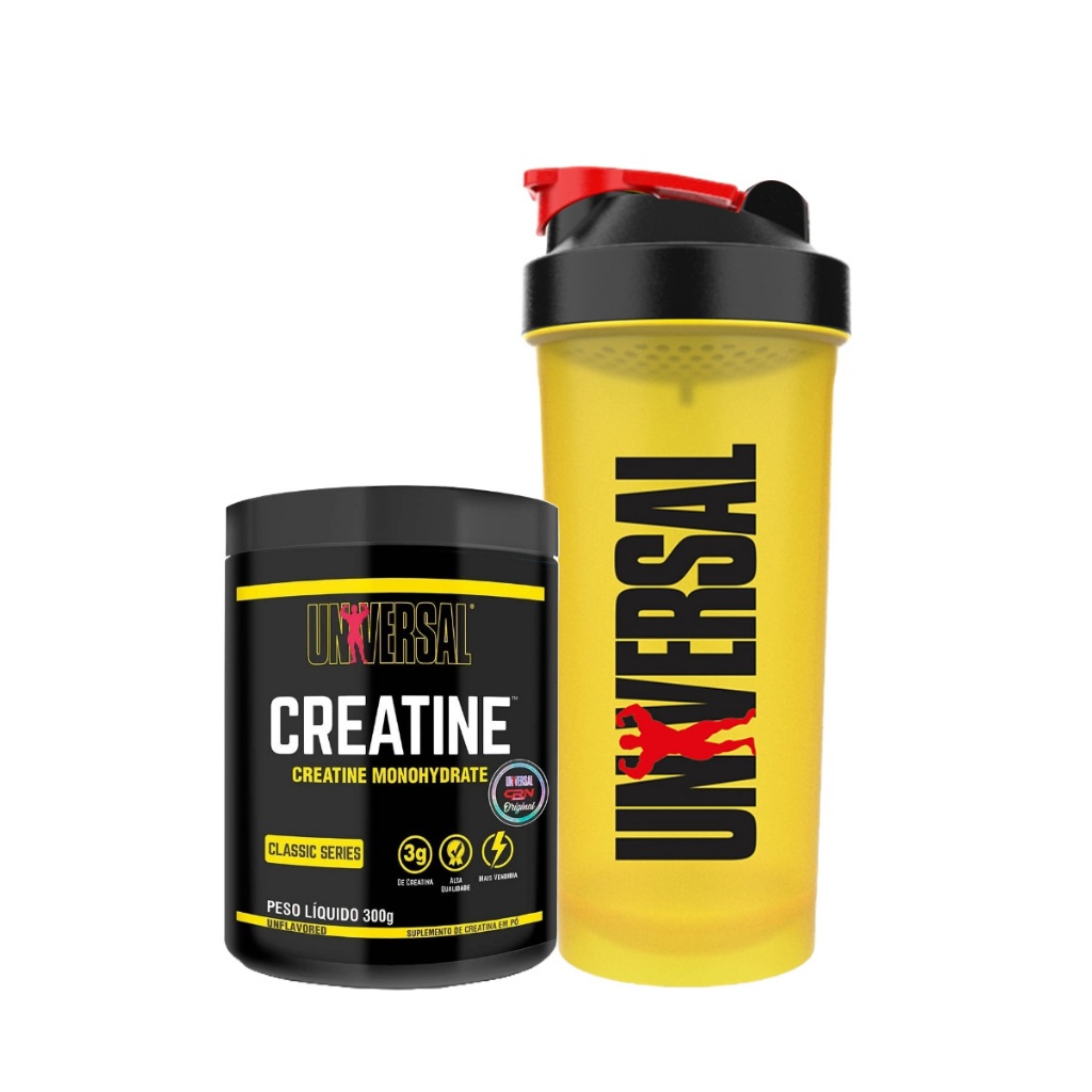 Kit Creatina Monohidratada 300g + Coqueteleira - Universal em Oferta na Shopee