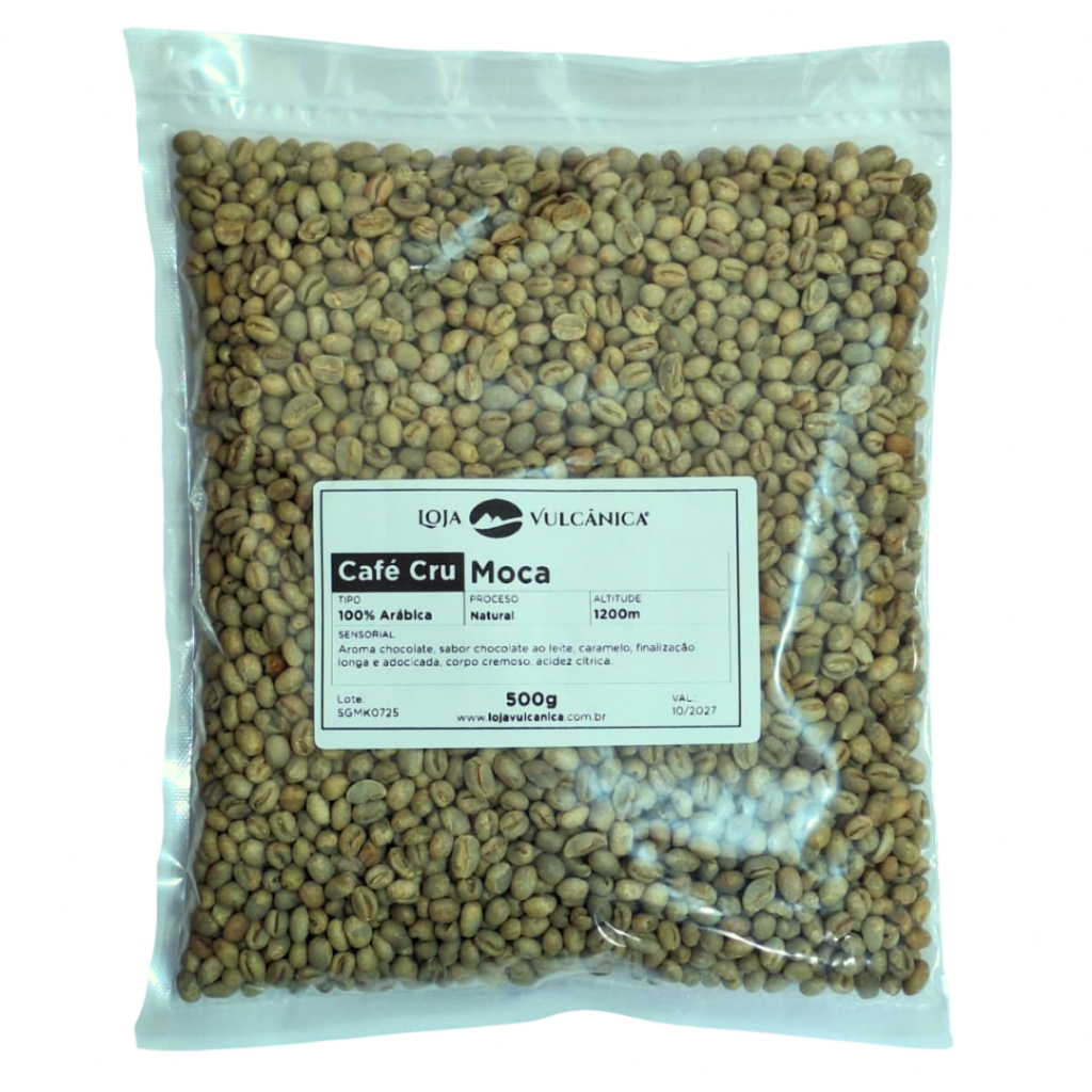 Café Verde Cru Especial Tipo Moca Rebeneficiado 83 SCA Loja Vulcânica 500g