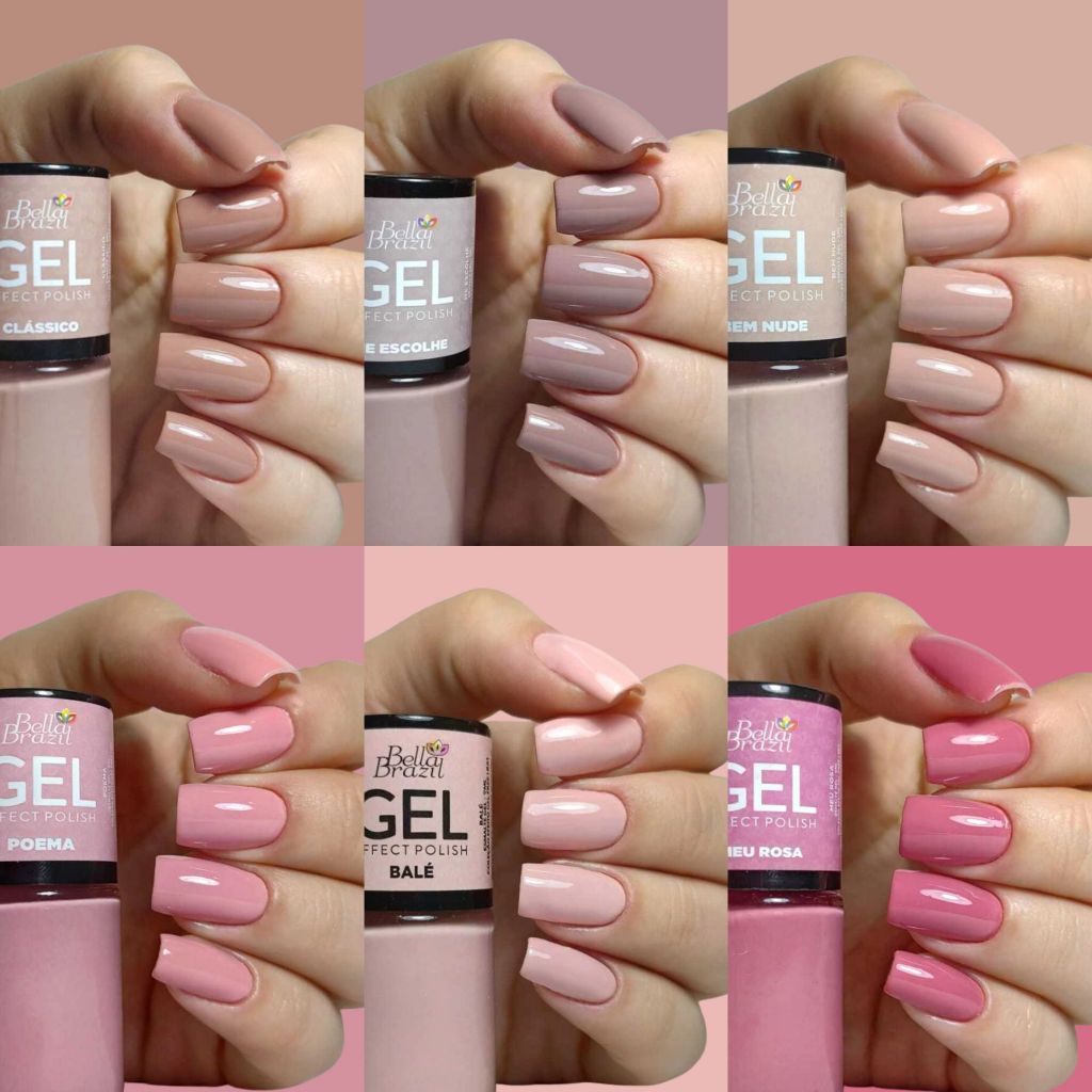 Esmalte Bella Brazil Efeito Gel Nudes Rosa Esmalte Atacado